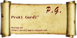Prokl Gerő névjegykártya